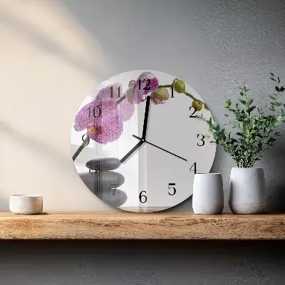 Ronde glazen klok Orchidee