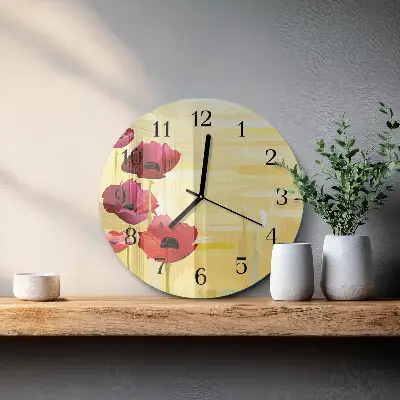 Klok glas met opdruk rond Klaprozen