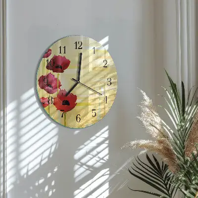 Klok glas met opdruk rond Klaprozen