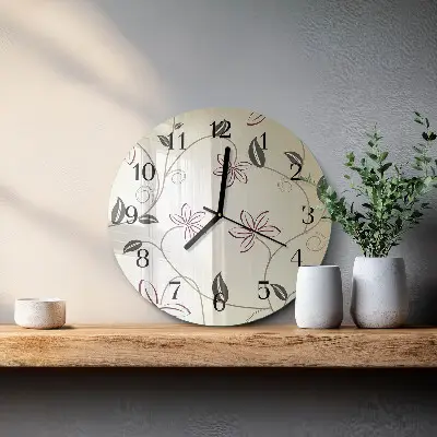 Ronde glazen wandklok Bloemkunst