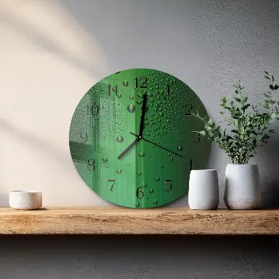 Wandklok glas decoratie rond Waterdruppels