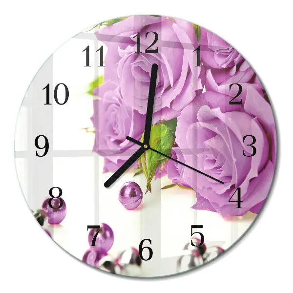 Wandklok glas decoratie rond Rozen