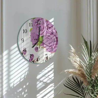 Wandklok glas decoratie rond Rozen