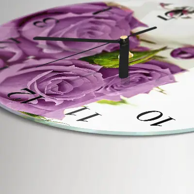 Wandklok glas decoratie rond Rozen