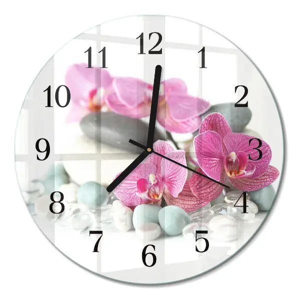 Ronde glazen klok Orchideeën