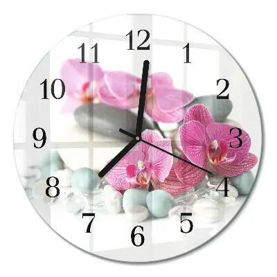 Ronde glazen klok Orchideeën