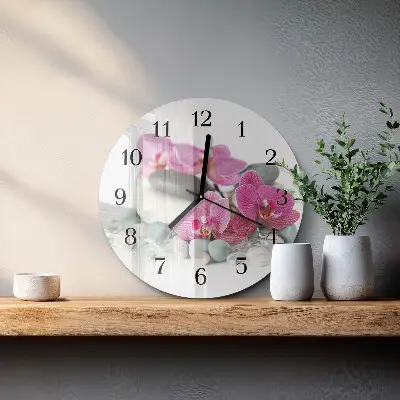 Ronde glazen klok Orchideeën