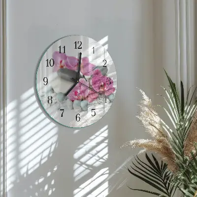 Ronde glazen klok Orchideeën