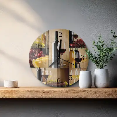 Klok glas met opdruk rond Een fles wijn