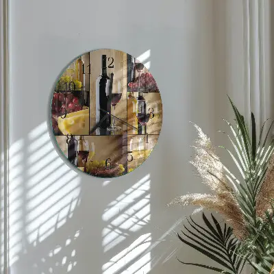 Klok glas met opdruk rond Een fles wijn