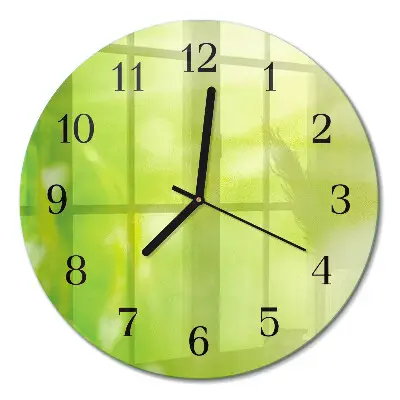 Wandklok glas decoratie rond Gras