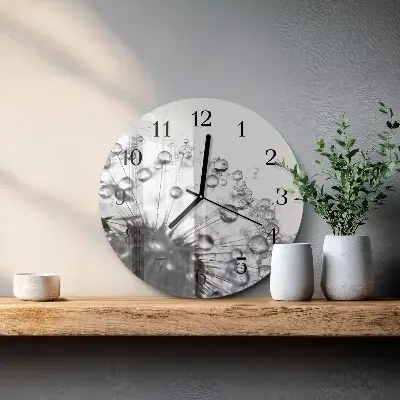 Ronde glazen klok Paardebloem