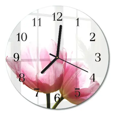 Ronde glazen wandklok Tulpen