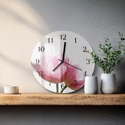 Ronde glazen wandklok Tulpen