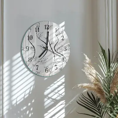 Ronde glazen wandklok Bladkunst
