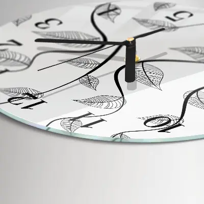 Ronde glazen wandklok Bladkunst