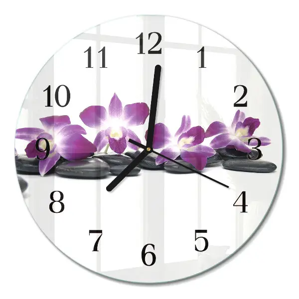 Ronde glazen klok Orchidee