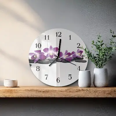 Ronde glazen klok Orchidee