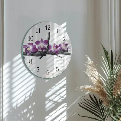 Ronde glazen klok Orchidee