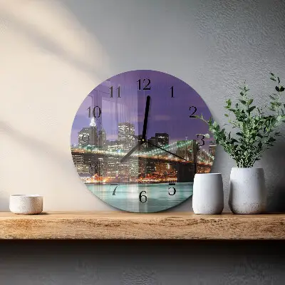 Ronde glazen wandklok De brug aan de horizon