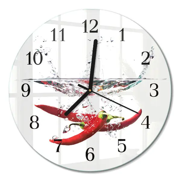 Wandklok glas decoratie rond Chilipepers