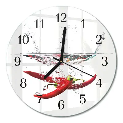 Wandklok glas decoratie rond Chilipepers