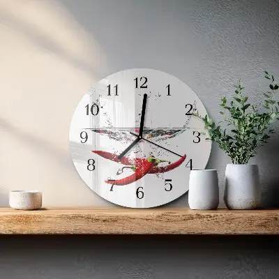 Wandklok glas decoratie rond Chilipepers
