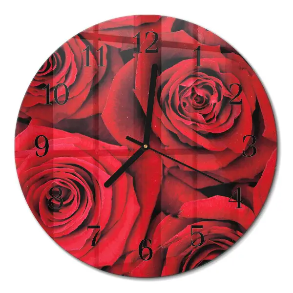 Ronde glazen wandklok Rozen