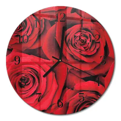 Ronde glazen wandklok Rozen