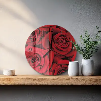 Ronde glazen wandklok Rozen