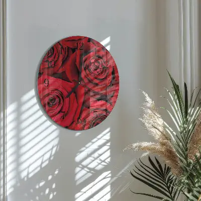 Ronde glazen wandklok Rozen