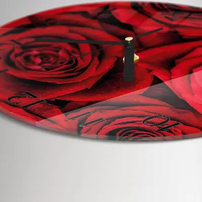 Ronde glazen wandklok Rozen