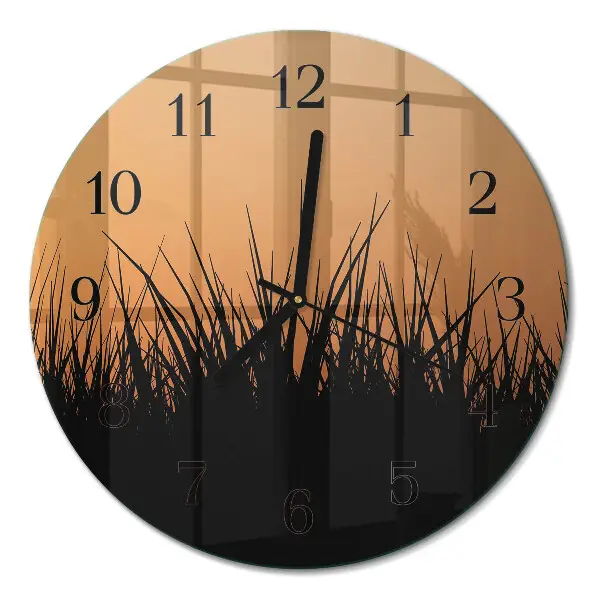 Wandklok glas decoratie rond Gras