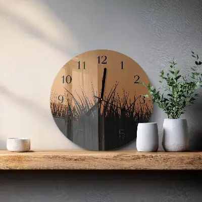 Wandklok glas decoratie rond Gras