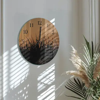 Wandklok glas decoratie rond Gras