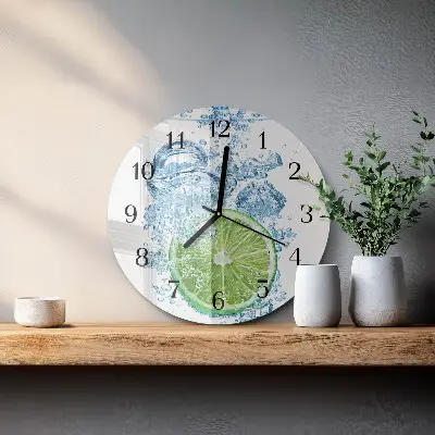 Ronde glazen wandklok Calciumcarbonaat