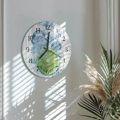 Ronde glazen wandklok Calciumcarbonaat