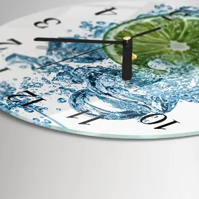 Ronde glazen wandklok Calciumcarbonaat