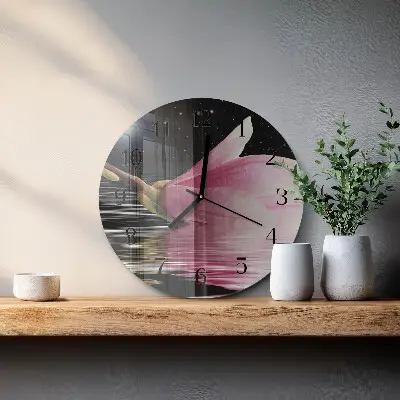Wandklok glas decoratie rond Magnolia bloem