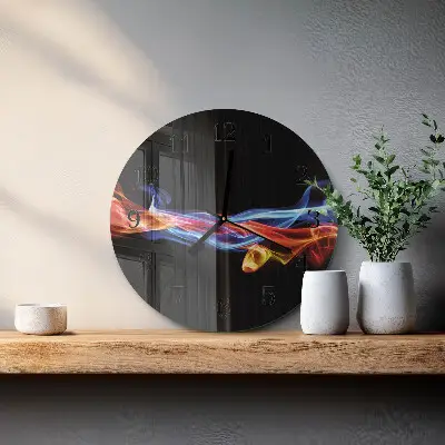 Wandklok glas decoratie rond Abstracte rook