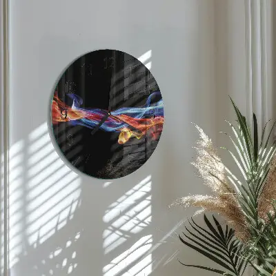 Wandklok glas decoratie rond Abstracte rook