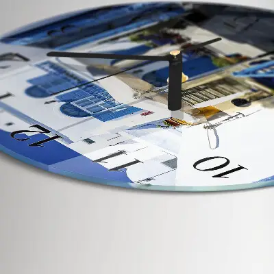 Ronde glazen wandklok Griekenland