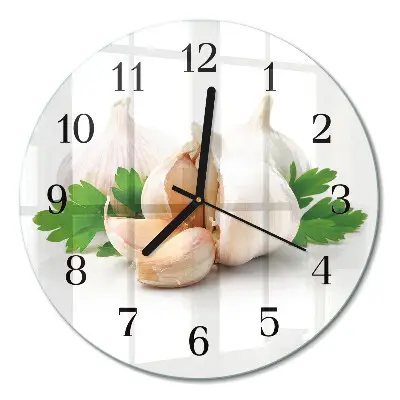 Klok glas met opdruk rond Knoflook