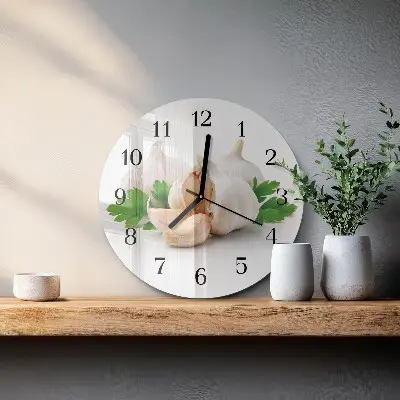 Klok glas met opdruk rond Knoflook
