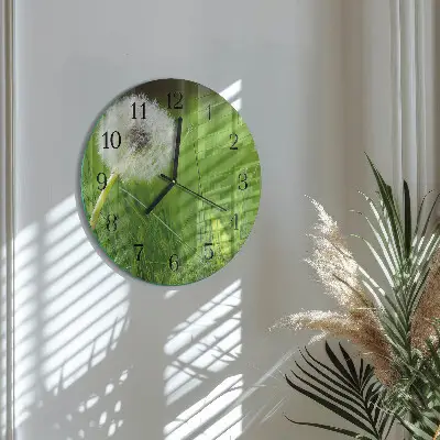 Ronde glazen klok Paardebloem