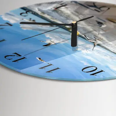 Klok glas met opdruk rond Meeuwen op het strand