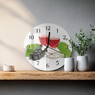 Ronde glazen wandklok Druiven voor wijn