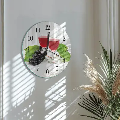 Ronde glazen wandklok Druiven voor wijn