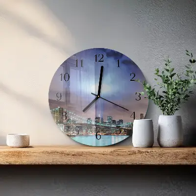 Ronde glazen wandklok Nachthorizon