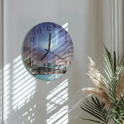Ronde glazen wandklok Nachthorizon